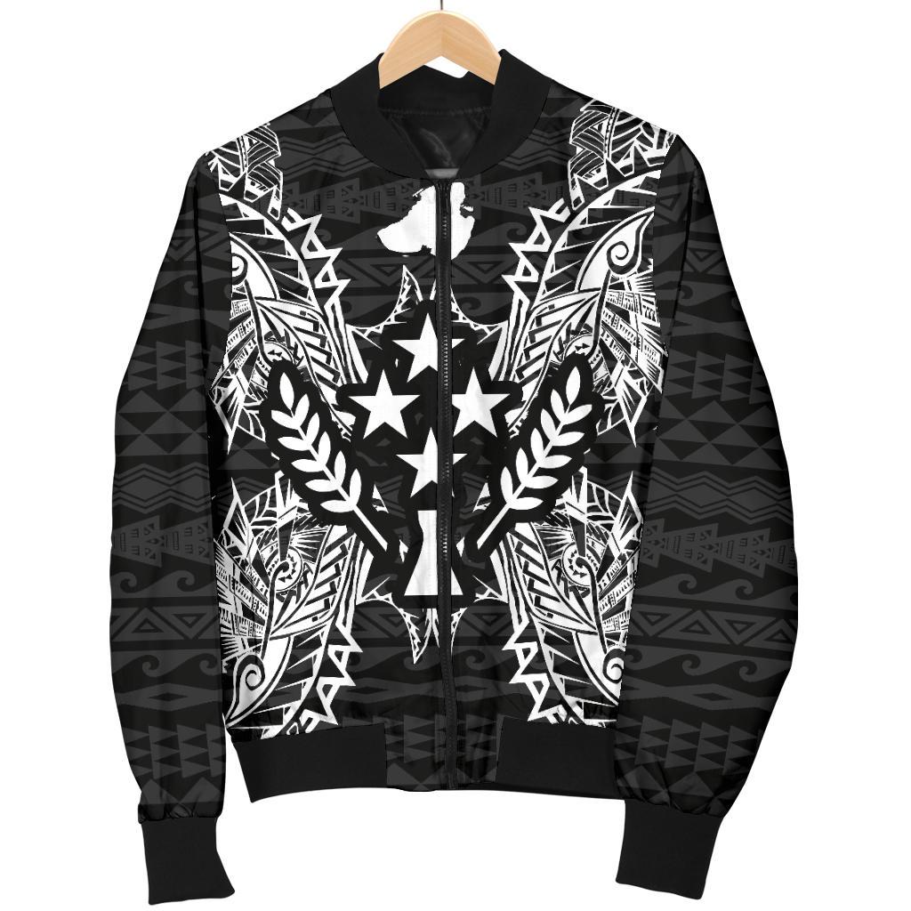 Kosrae Polynesian Men's Bomber Jacket Map Black - Polynesian Pride