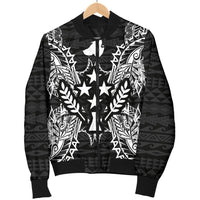 Kosrae Polynesian Men's Bomber Jacket Map Black - Polynesian Pride