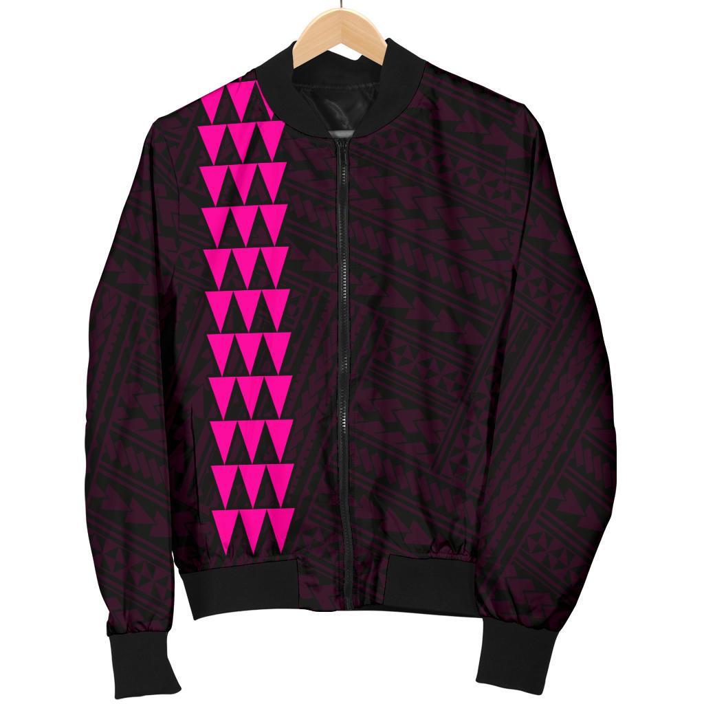 Hawaii Kakau Polynesian Anchor Women's Bomber Jacket - Pink - Polynesian Pride