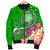 American Samoa Polynesian Men's Bomber Jacket - Turtle Plumeria (Green) - Polynesian Pride