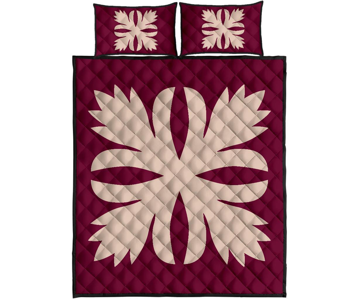 Hawaiian Royal Pattern Quilt Bed Set - Pink - C3 Style - Polynesian Pride