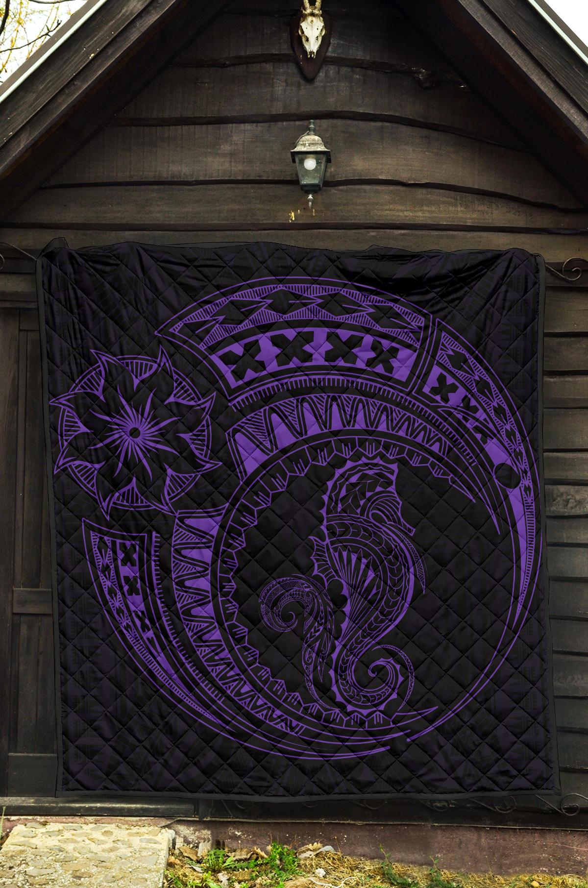 Polynesian Quilt - Polynesian Purple Seahorse Tattoo - Polynesian Pride