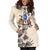 Norfolk Island Hoodie Dress - Norfolk Island Coat Of Arms & Beige Hibiscus - Polynesian Pride