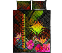 Marshall Islands Polynesian Quilt Bed Set - Hibiscus and Banana Leaves - Polynesian Pride