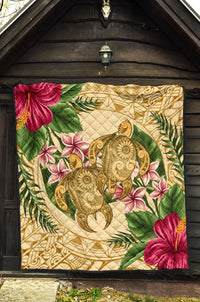 Hawaii Premium Quilt - Turtle Premium Quilt Strong Pattern Hibiscus Plumeria AH - Polynesian Pride