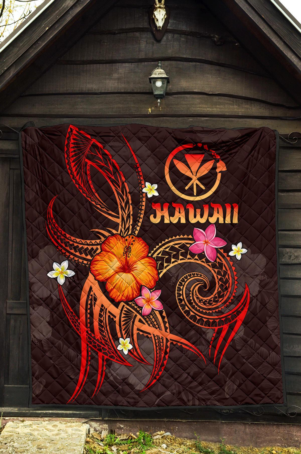 Polynesian Hawaii Premium Quilt - Legend of Kanaka Maoli (Red) - Polynesian Pride