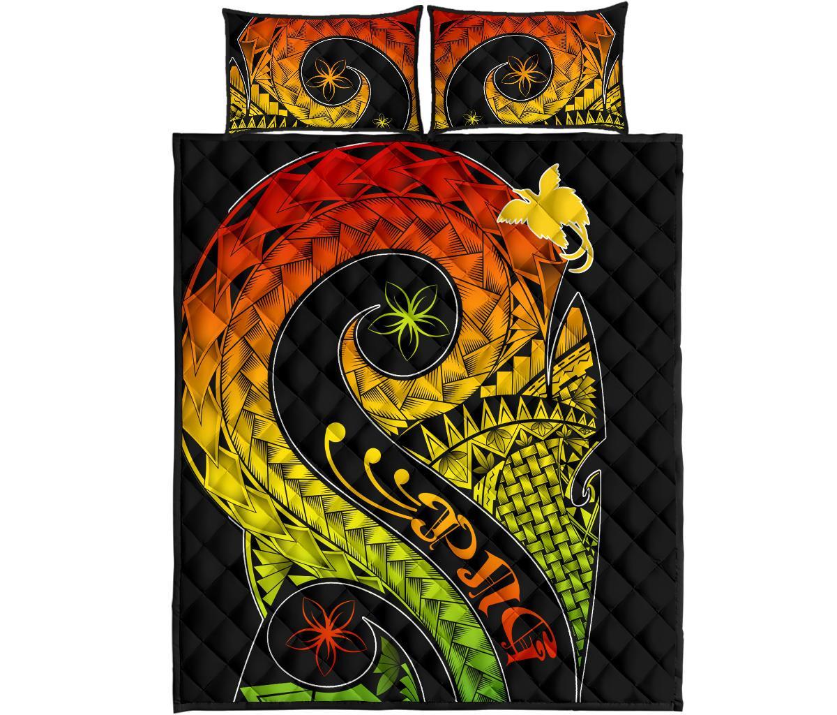 Papua New Guinea Quilt Bed Set - PNG Bird And Polynesian Decorative Pattern - Polynesian Pride