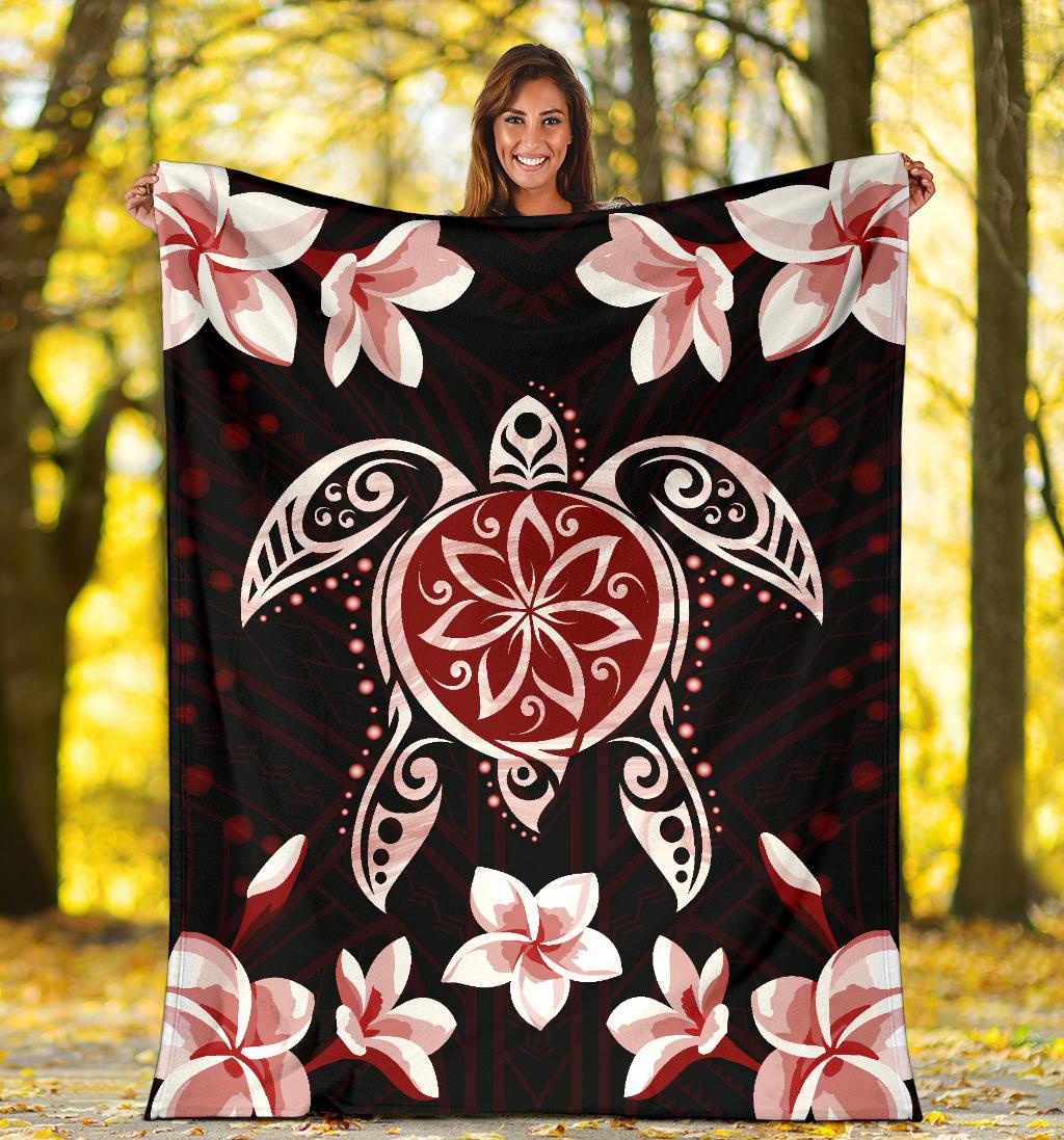 Hawaiian Reddie Turtle Plumeria Blanket - Polynesian Pride