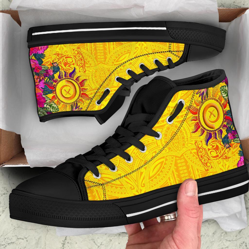 Polynesian High - Top Shoes - Vanuatu Symbols With Hibiscus - Polynesian Pride