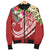 Fiji Polynesian Men's Bomber Jacket - Summer Plumeria (Red) - Polynesian Pride