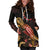 Cook Islands Polynesian Hoodie Dress - Turtle With Blooming Hibiscus Gold - Polynesian Pride