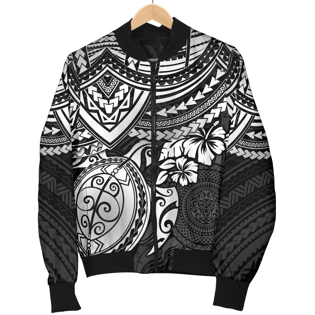 Polynesian Bomber Jacket (Men) - Polynesian White Turtle - Polynesian Pride