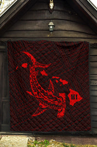Hawaii Shark Red Polynesian Premium Quilt - Polynesian Pride