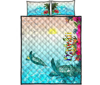 Polynesian Hawaii Quilt Bed Sets - View sea Hawaii with Turtle and Whale - Polynesian Pride