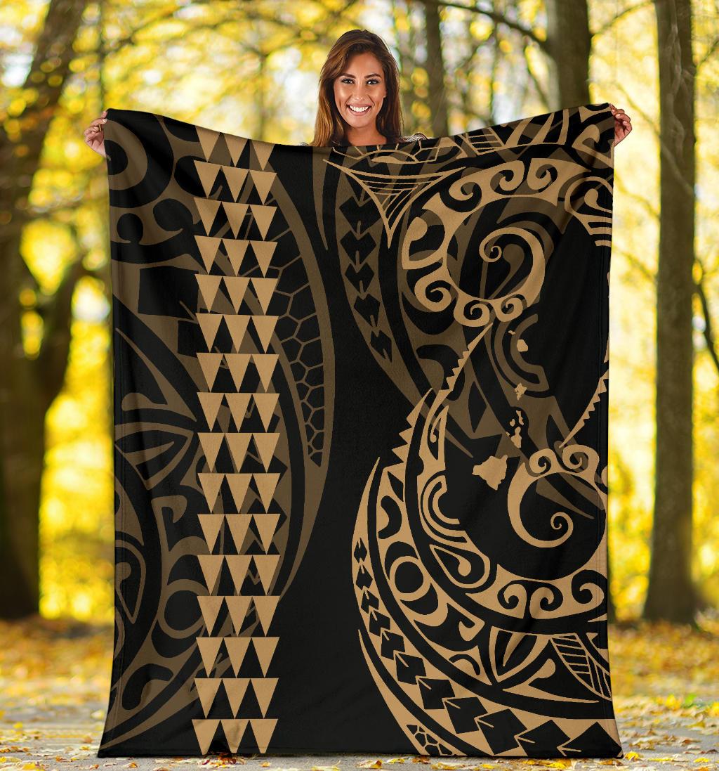 Hawaii Kakau Gold Polynesian Premium Blanket - Polynesian Pride