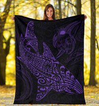 Shark Polynesian Blanket - Polynesian Tattoo Purple White - Polynesian Pride