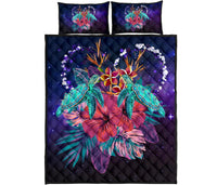 Hawaii Couple Turtle Hibiscus Tropical Quilt Bed Set - Huxley Style - AH Art - Polynesian Pride