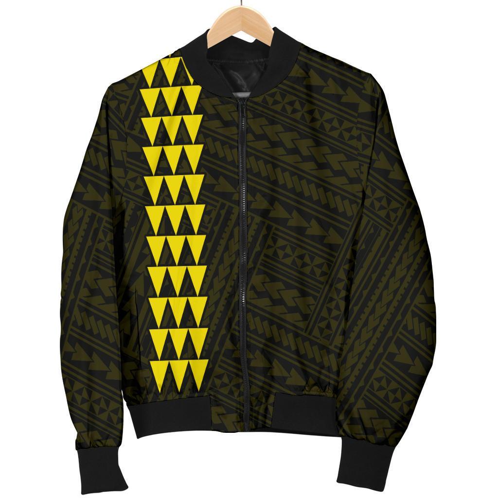 Hawaii Kakau Polynesian Anchor Women's Bomber Jacket - Yellow - Polynesian Pride