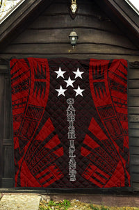 Gambier Islands Premium Quilt - Gambier Islands Flag Polynesian Red Tattoo - Polynesian Pride