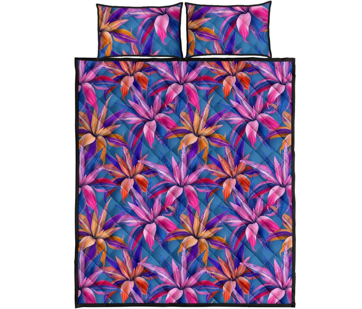 Hawaii Quilt Bed Set Tropical Flowers Pink AH - Polynesian Pride
