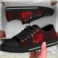 Polynesian Hawaii Low Top Shoe - Humpback Whale with Hibiscus (Red) - Polynesian Pride
