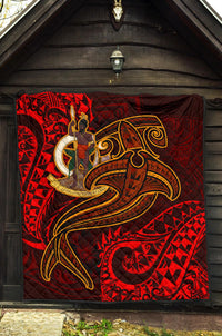 Vanuatu Polynesian Premium Quilt - Red Shark Polynesian Tattoo - Polynesian Pride