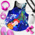 Samoa Women's Racerback Tank - Humpback Whale with Tropical Flowers (Blue) Blue - Polynesian Pride