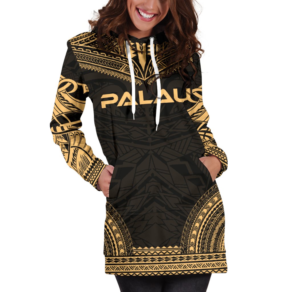 Palau Women's Hoodie Dress - Polynesian Gold Chief - Polynesian Pride