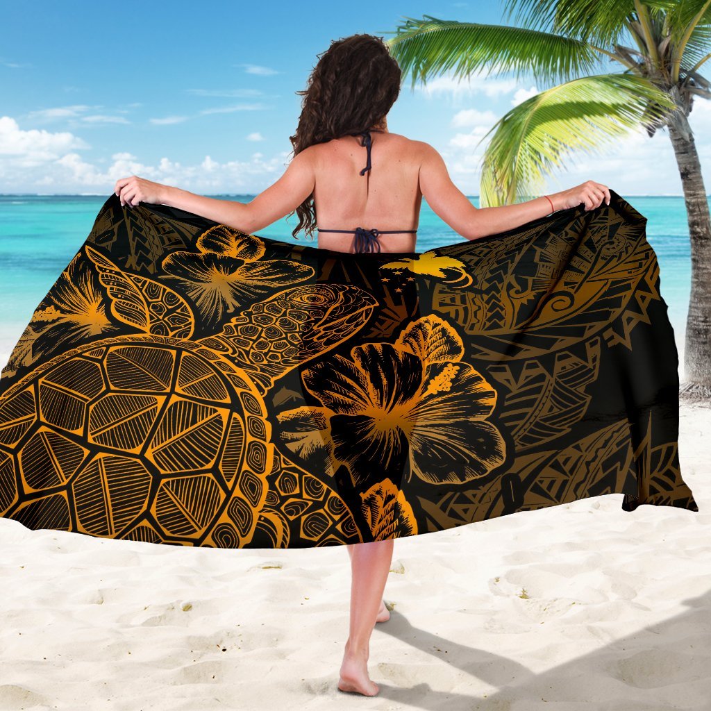 Papua New Guinea Sarong - Turtle Hibiscus Pattern Gold - Polynesian Pride