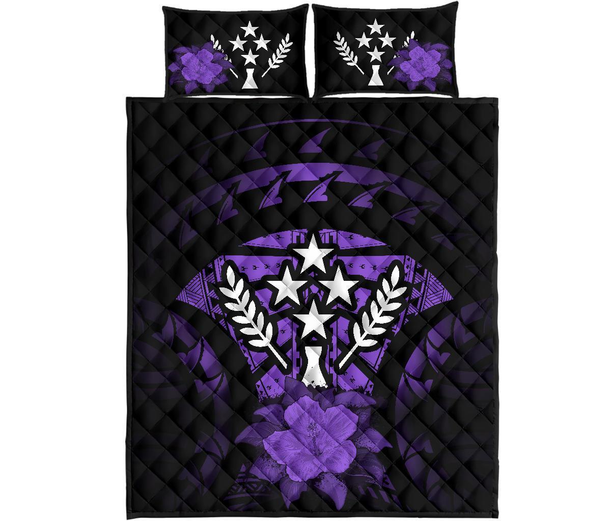 Kosrae Polynesian Quilt Bed Set Hibiscus Purple - Polynesian Pride