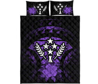 Kosrae Polynesian Quilt Bed Set Hibiscus Purple - Polynesian Pride