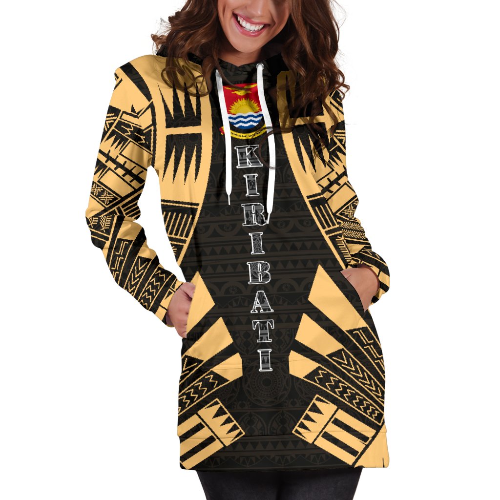Kiribati Hoodie Dress - Polynesian Tattoo Gold - Polynesian Pride