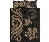 Palau Quilt Bed Set - Gold Tentacle Turtle - Polynesian Pride