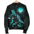 CNMI Polynesian Men's Bomber Jacket - Turtle With Blooming Hibiscus Turquoise - Polynesian Pride