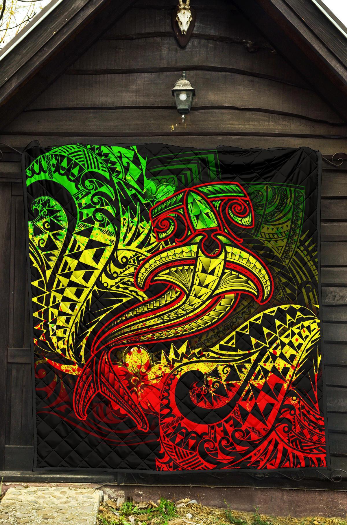 Polynesian Premium Quilt - Reggae Shark Polynesian Tattoo - Polynesian Pride