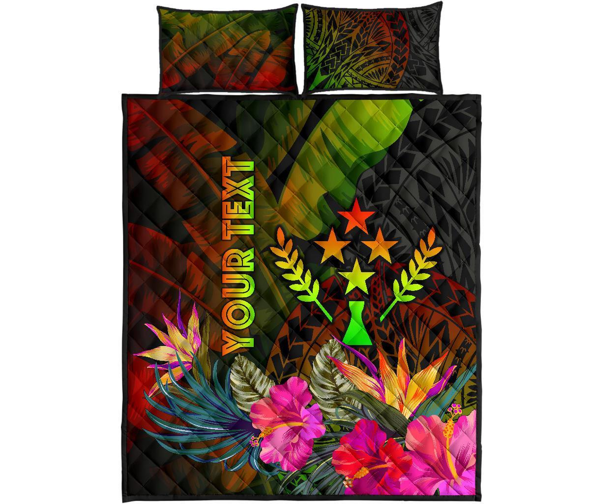 Kosrae Polynesian Personalised Quilt Bed Set - Hibiscus and Banana Leaves - Polynesian Pride