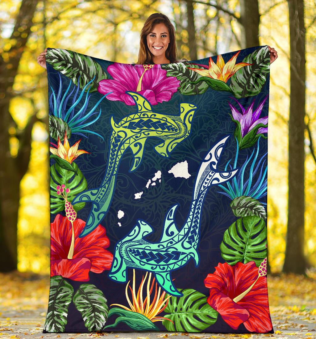 Hawaii Shark Tropical Color Premium Blanket - Polynesian Pride