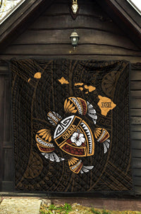 Hawaii Kakau Polynesian Turtle Map Premium Quilt - Polynesian Pride