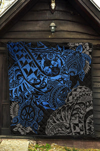 Tonga Polynesian Premium Quilt - Blue Turtle Flowing - Polynesian Pride