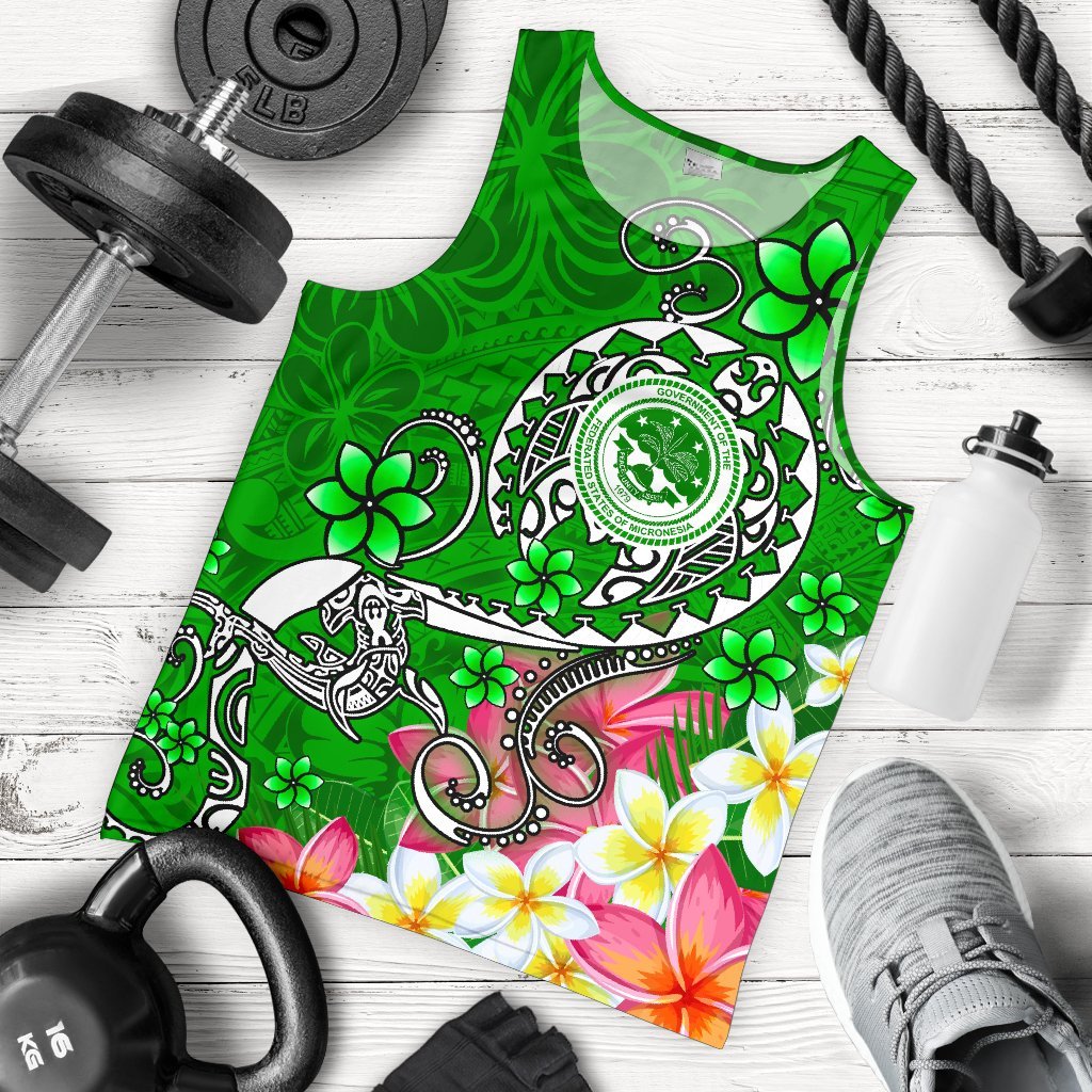 FSM Men's Tank Top - Turtle Plumeria (Green) Green - Polynesian Pride