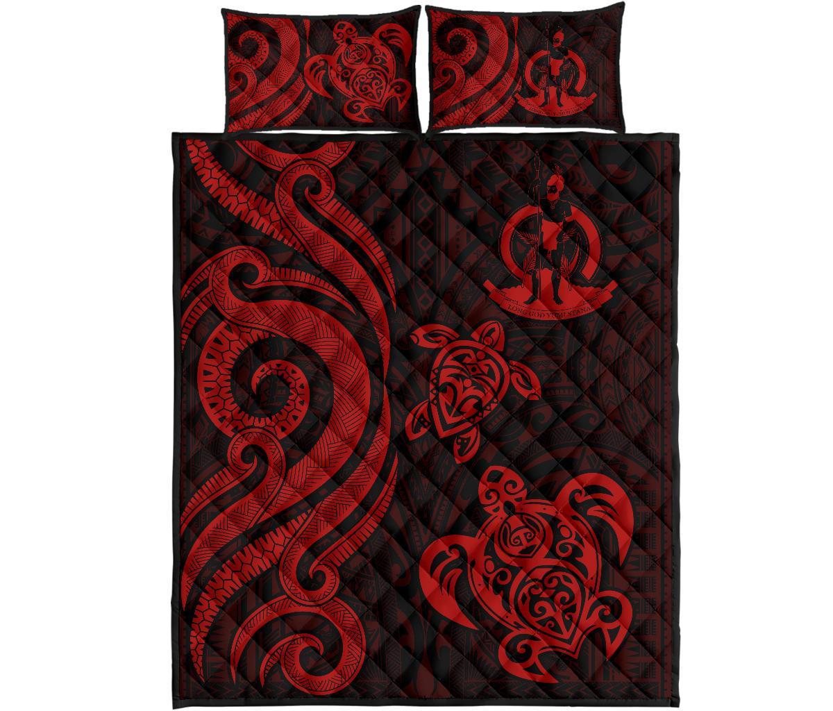 Vanuatu Quilt Bed Set - Red Tentacle Turtle - Polynesian Pride
