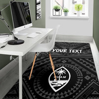 Guam Personalised Area Rug - Guam Seal With Polynesian Tattoo Style (Black) - Polynesian Pride