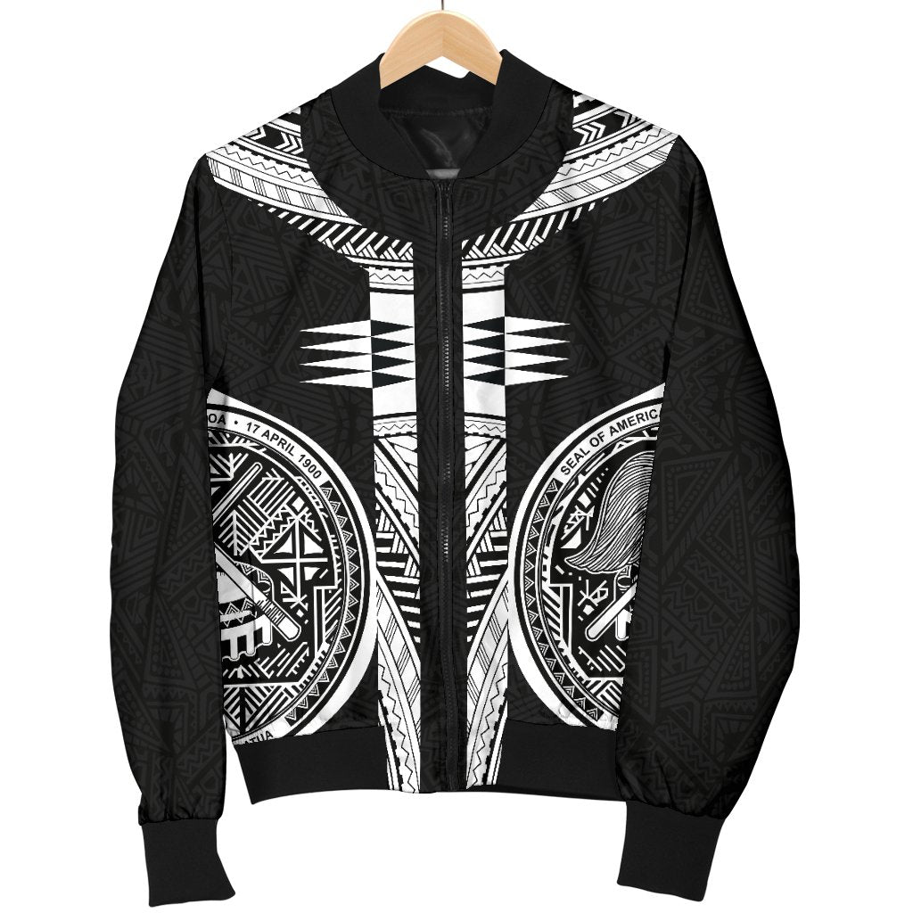 American Samoa Polynesian Men Bomber Jacket - Black Armor Tattoo Black - Polynesian Pride