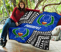 Pohnpei Premium Quilt - Pohnpei Flag Micronesian Pattern - Polynesian Pride
