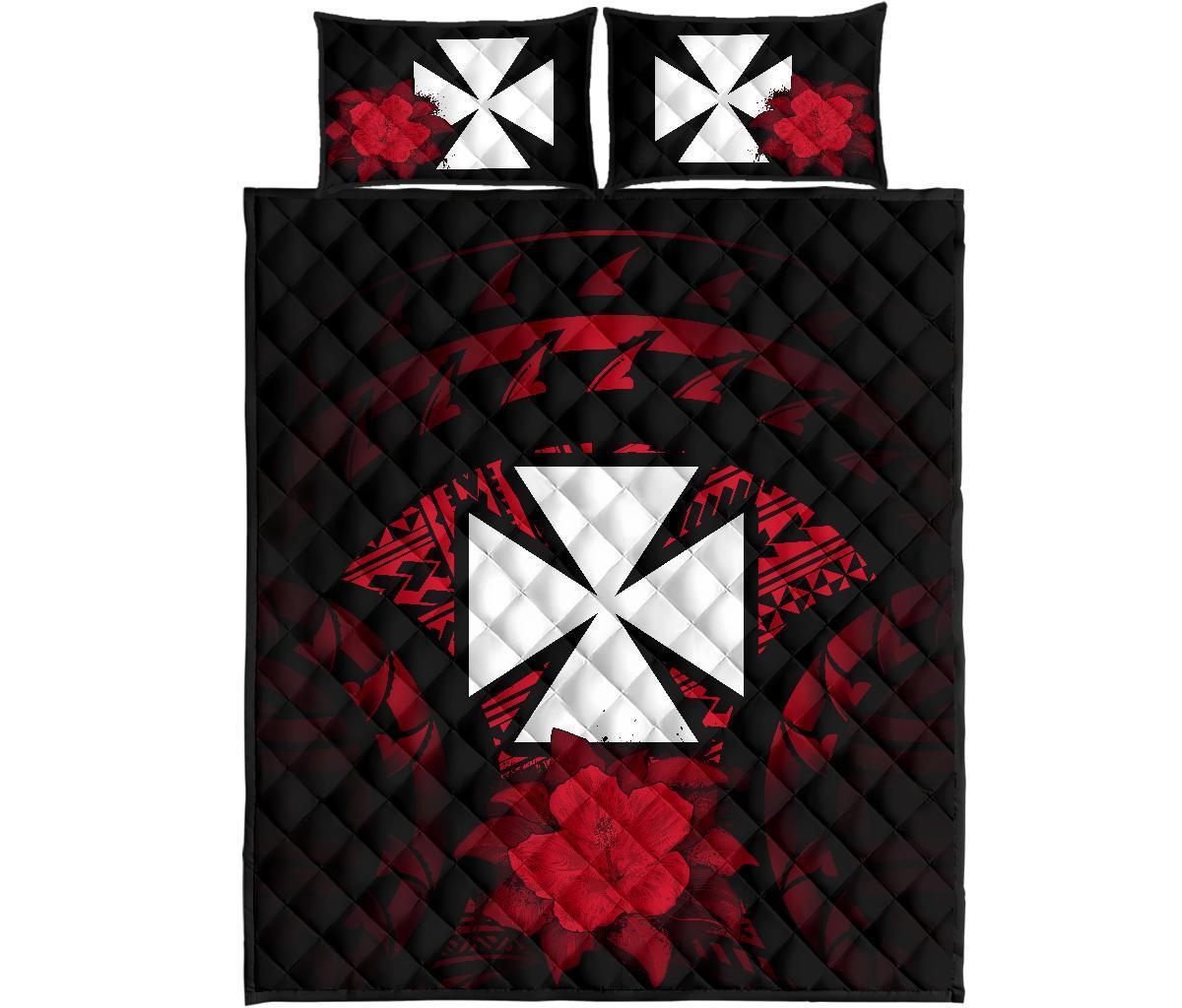 Wallis And Futuna Polynesian Quilt Bed Set Hibiscus Red - Polynesian Pride