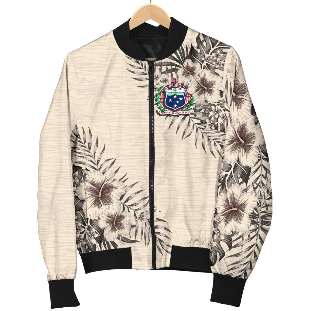 Samoa Men's Bomber Jacket - The Beige Hibiscus - Polynesian Pride