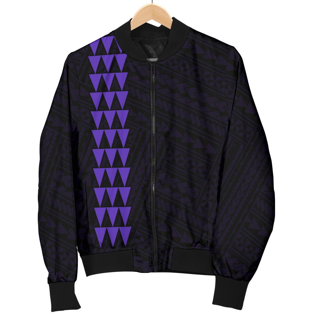 Hawaii Kakau Polynesian Kanaka Map Women's Bomber Jacket - Purple - Polynesian Pride