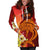 Fiji Women's Hoodie Dress - Tribal Tuna Fish Orange - Polynesian Pride