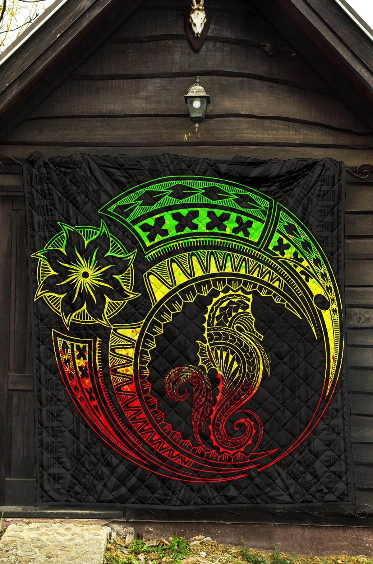 Polynesian Quilt - Polynesian Reggae Seahorse Tattoo - Polynesian Pride