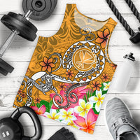 Hawaii Men's Tank Top - Turtle Plumeria Polynesian Tattoo Gold Color Gold - Polynesian Pride